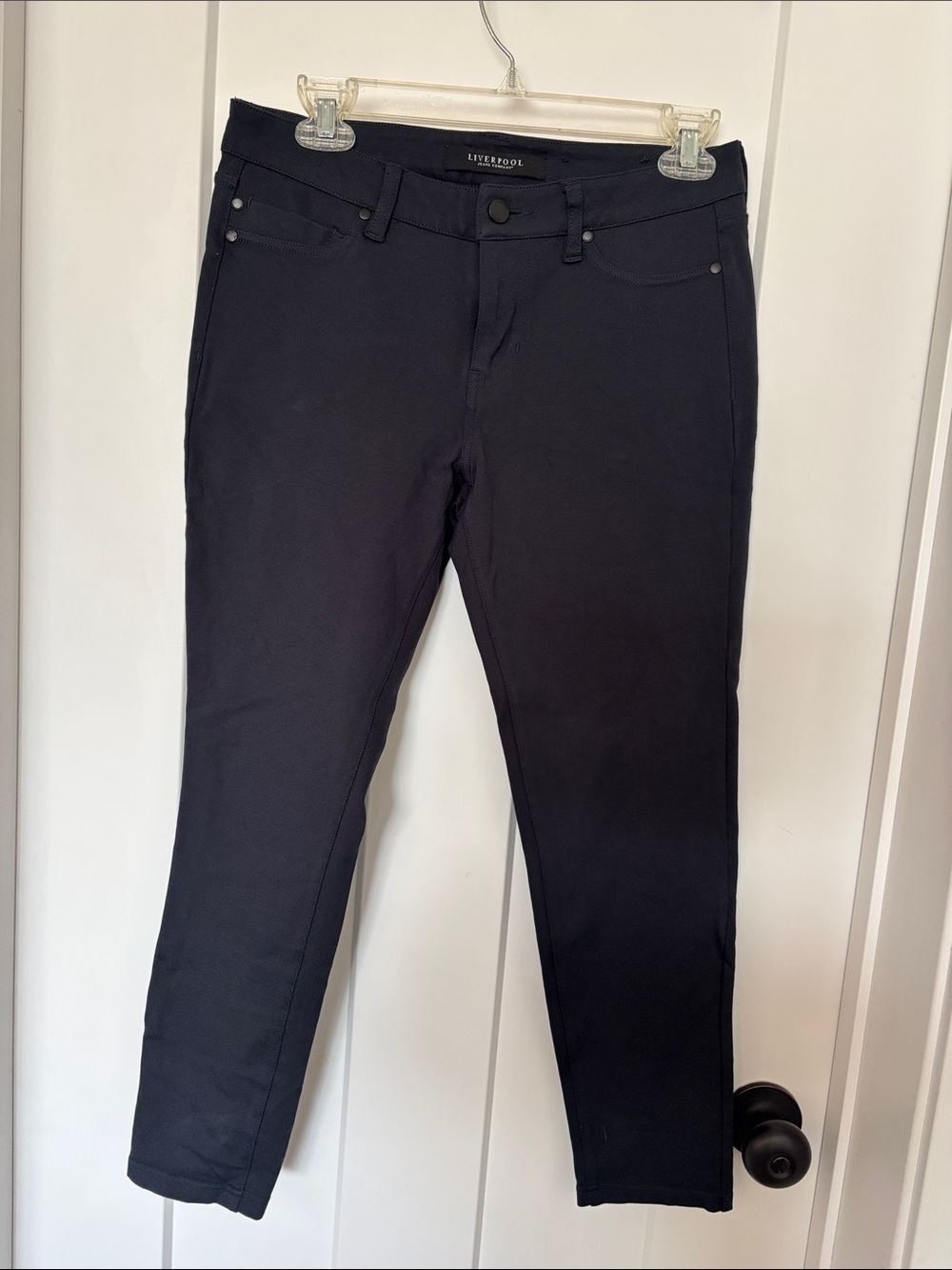 Liverpool Petite Womens Black/‘Night Sky Blue’ Skinny Stretch Pants